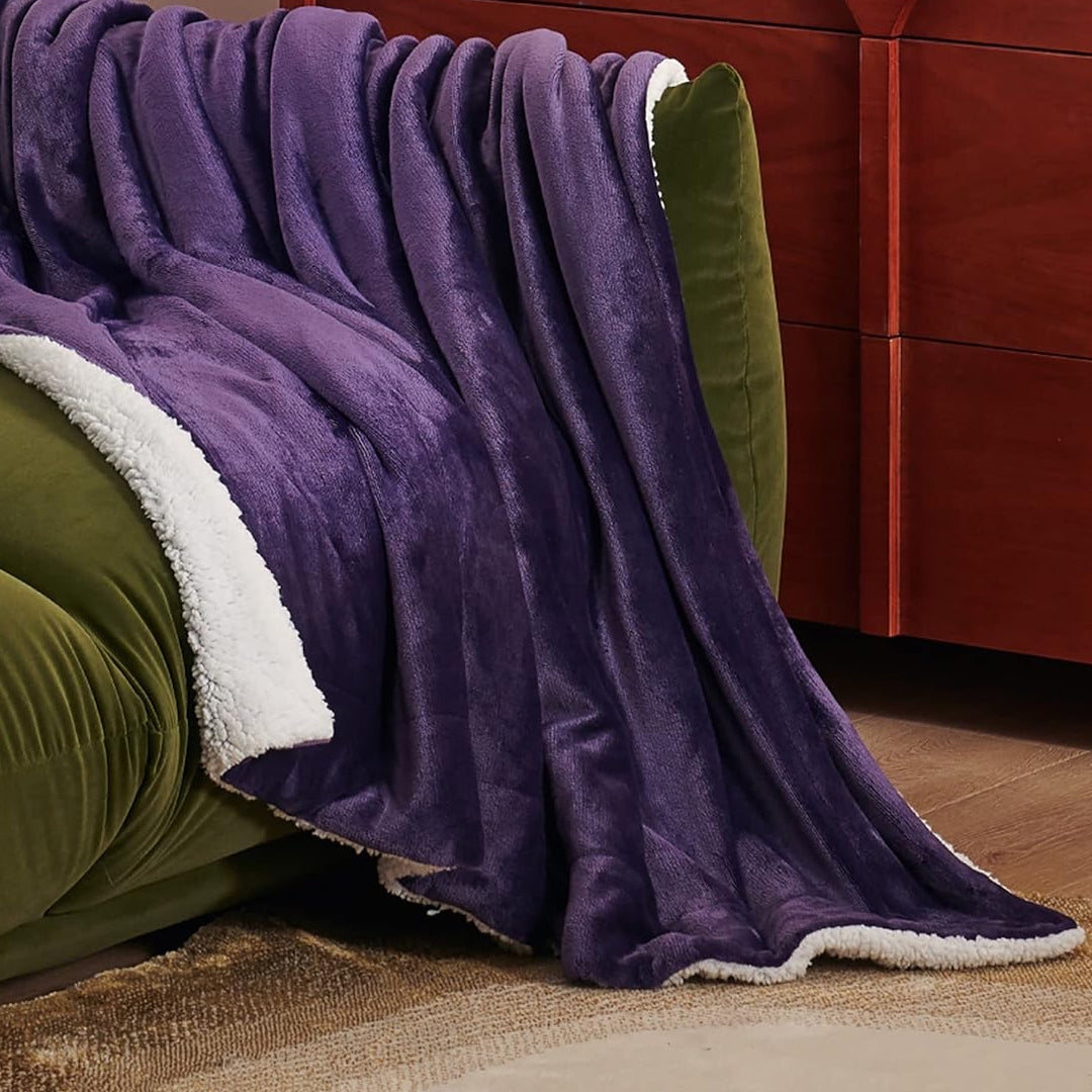 Sherpa Fleece Blanket - Double (220 x 230 cm) - Purple