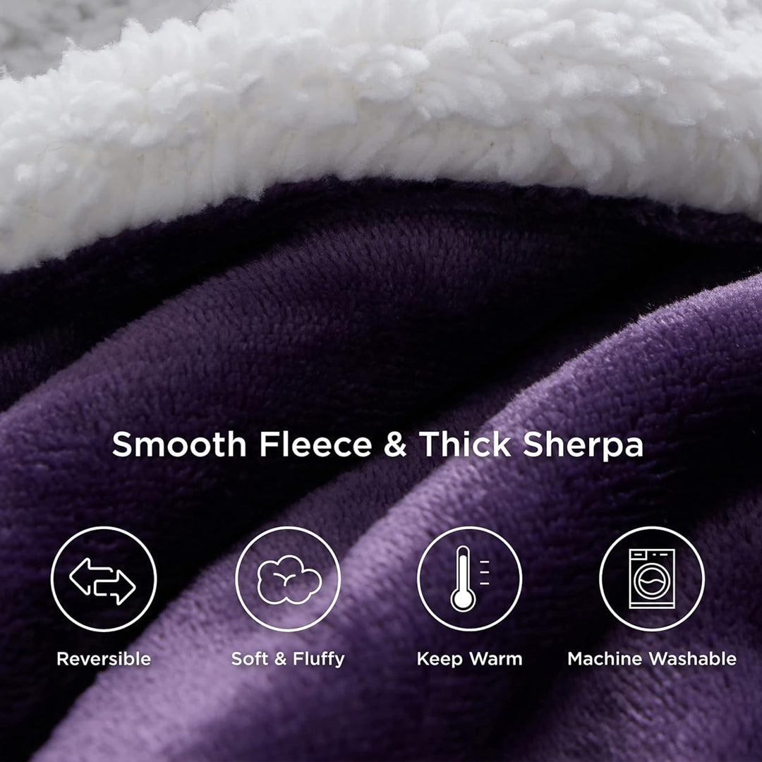 Sherpa Fleece Blanket - Double (220 x 230 cm) - Purple