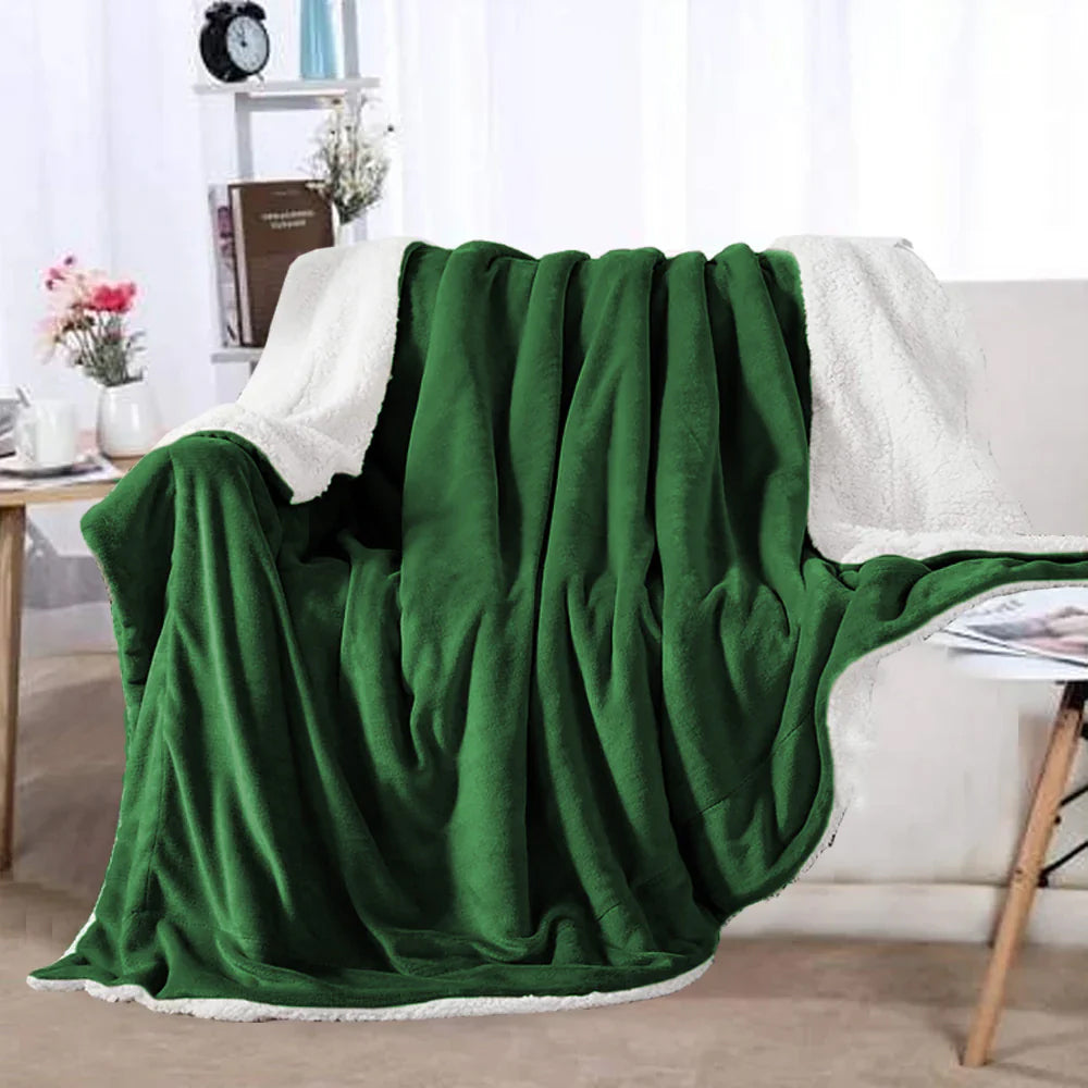 Sherpa Fleece Blanket - Double (220 x 230 cm) - Green