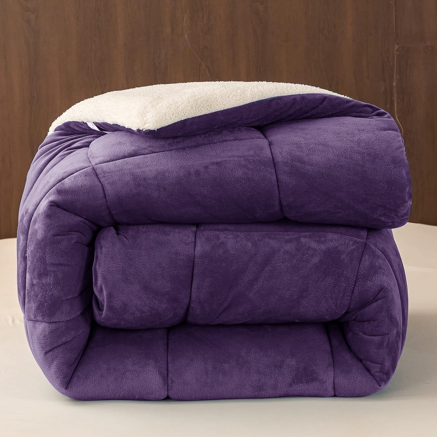 Purple - Sherpa Fleece Comforter – King Size (220 x 230 cm)