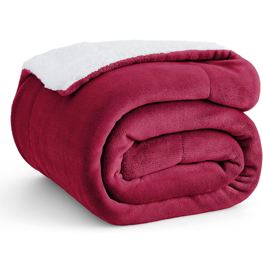 Sherpa Fleece Blanket - Double (220 x 230 cm) - Maroon