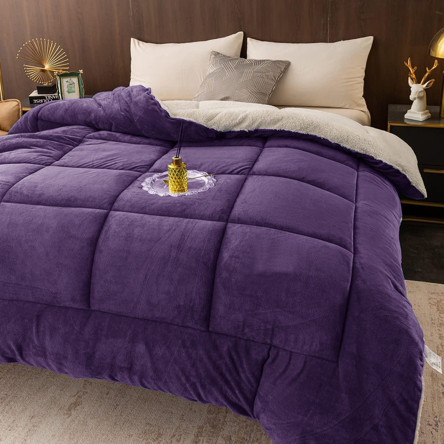 Purple - Sherpa Fleece Comforter – King Size (220 x 230 cm)