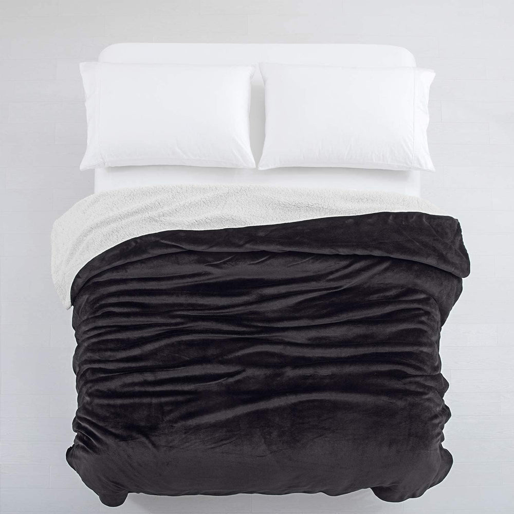 Sherpa Fleece Blanket - Double (220 x 230 cm) - Black