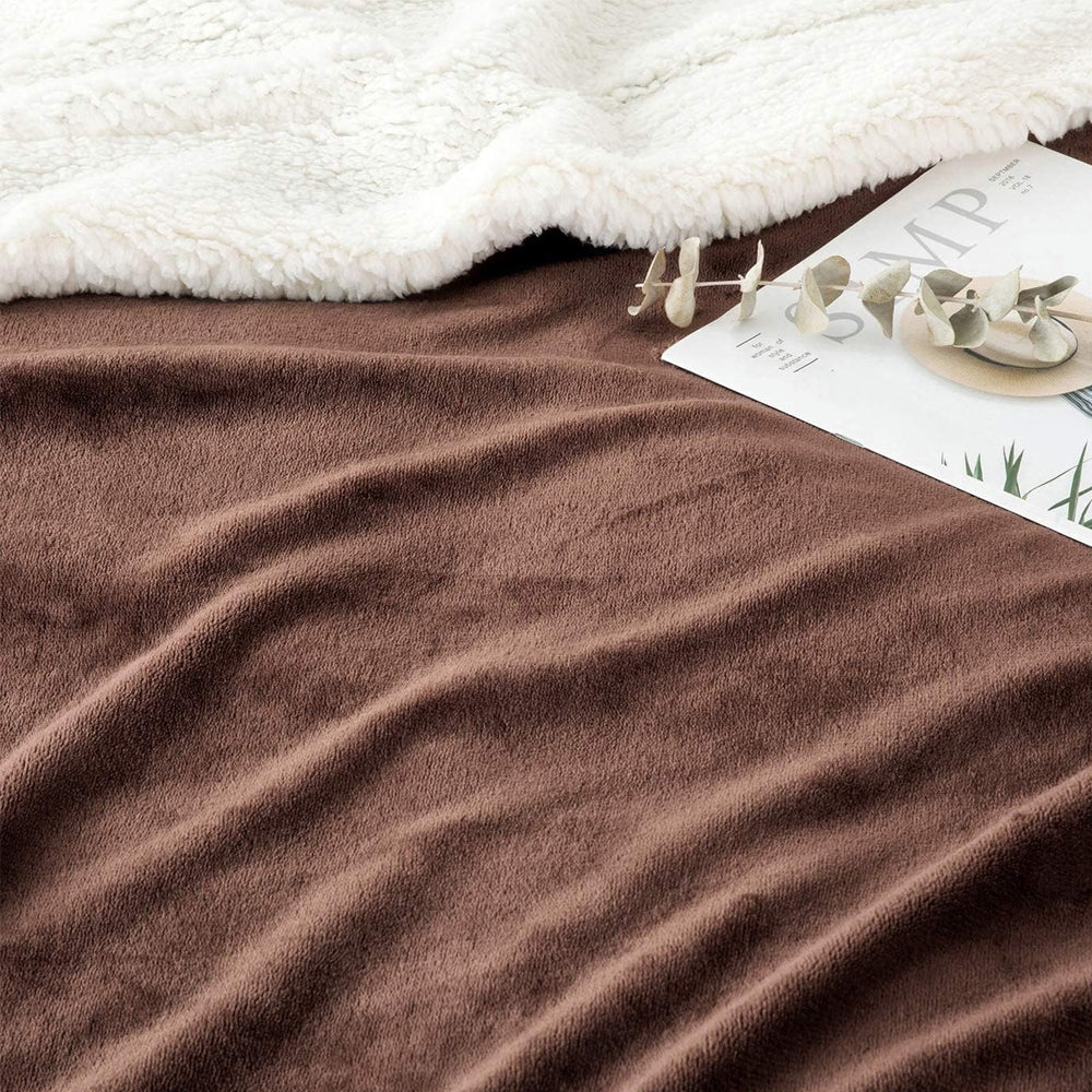 Sherpa Fleece Blanket - Double (220 x 230 cm) - Chocolate