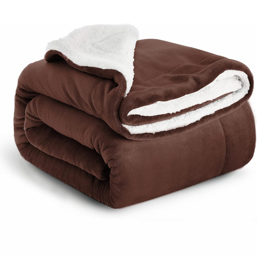 Sherpa Fleece Blanket - Double (220 x 230 cm) - Chocolate