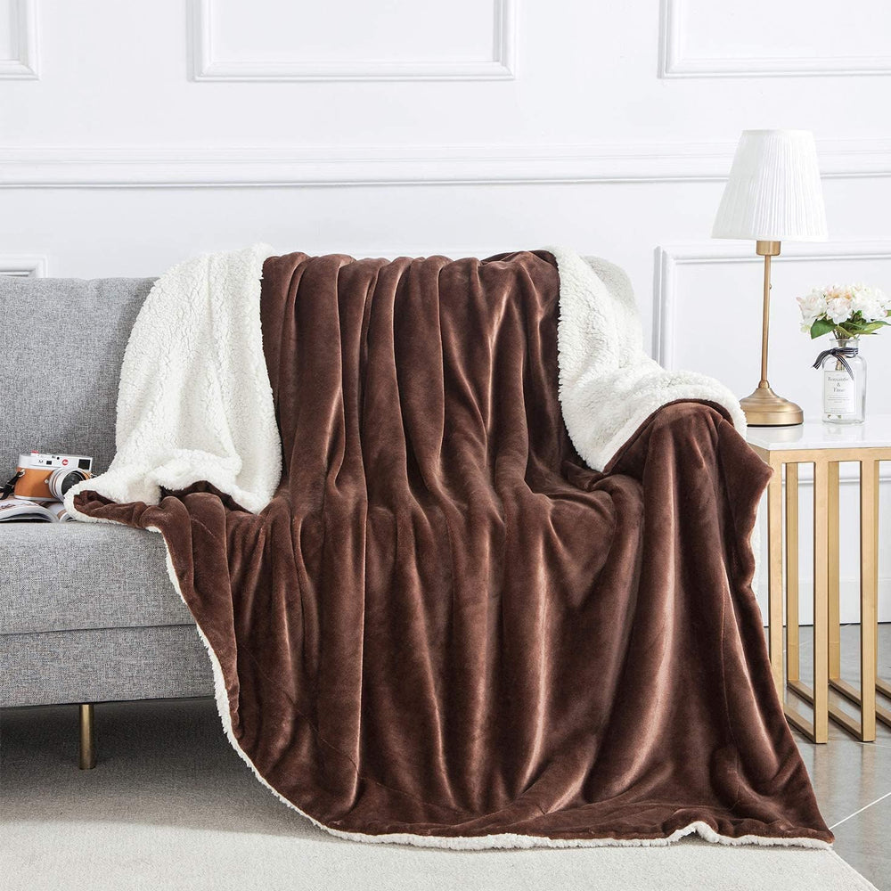 Sherpa Fleece Blanket - Double (220 x 230 cm) - Chocolate